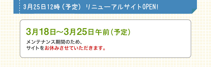 3月25日12時（予定）　リニューアルサイトOPEN!