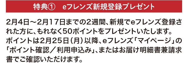 eフレンズ新規登録プレゼント