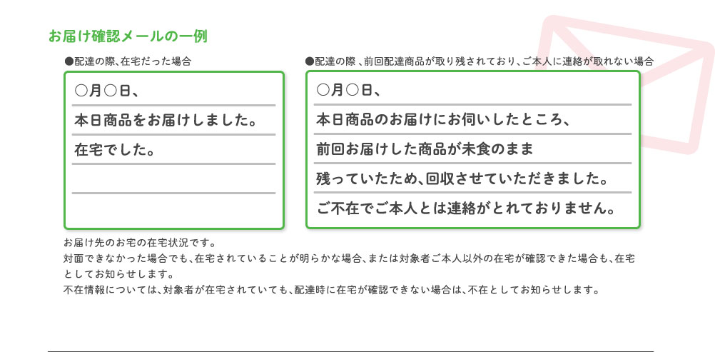 お届け確認メールの一例