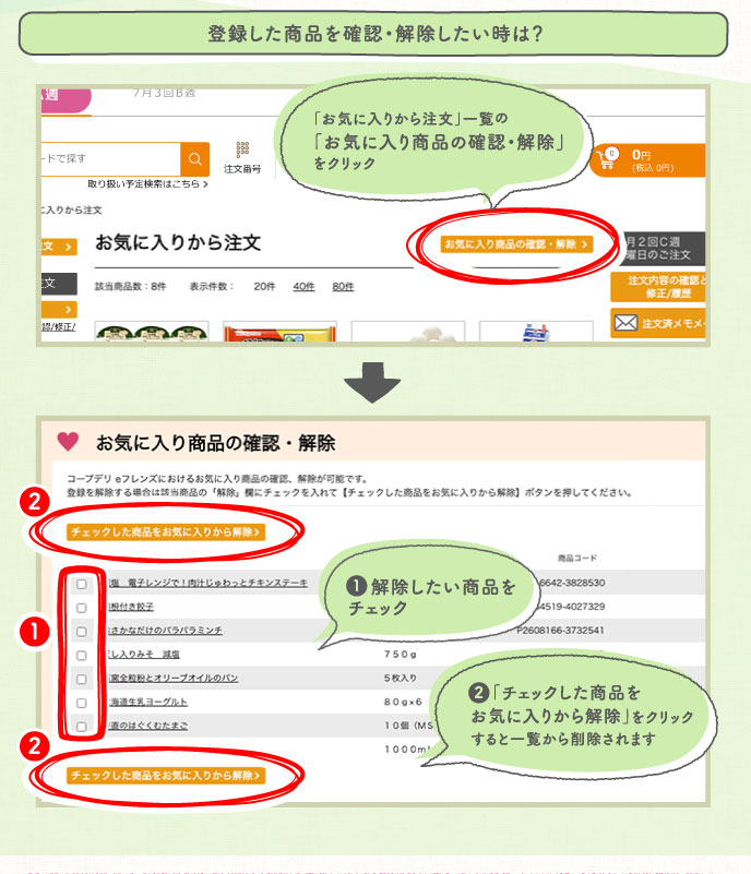 登録した商品を確認・解除したい時は？