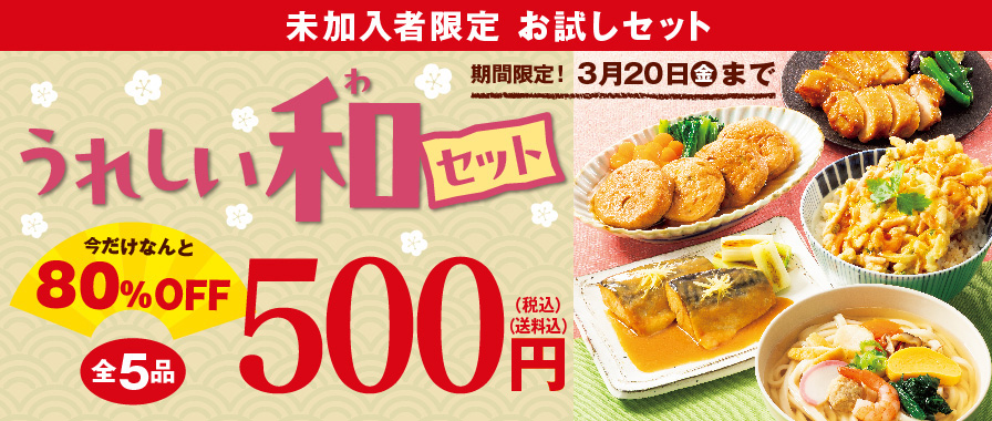 未加入者限定 お試しセット うれしい和セット 今だけなんと80%OFF 全5品500円
